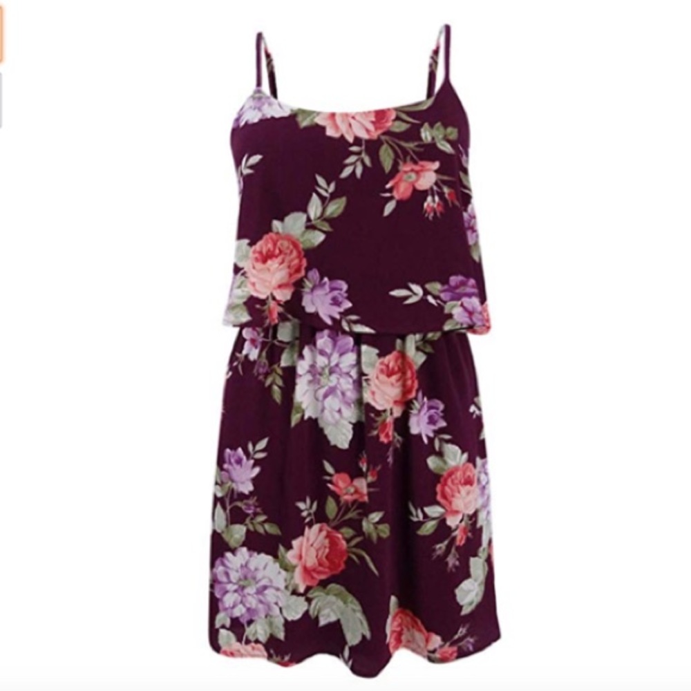 Purple floral spaghetti strap dress